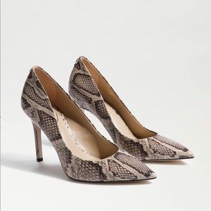 Sam Edelman Hazel Pointed Toe Pump Tan Snakeskin